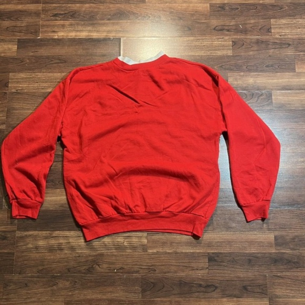 VTG Adult Large Ugly Christmas Sweatshirt Snowman Mock Neck Red See Pics For Mts - Picture 6 of 6